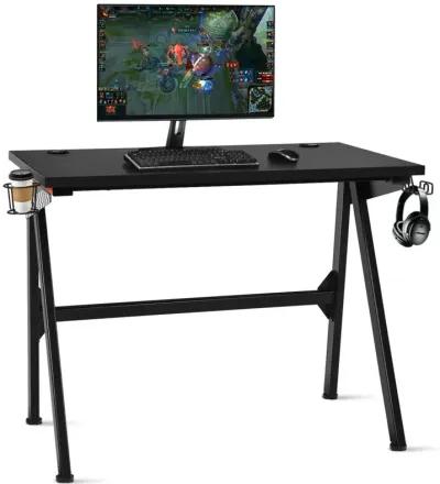 Ergonomic Computer Gaming Desk with Cup Holder and Headphone Hook