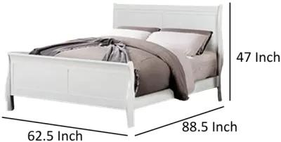 Ryla Queen Size Bed, Sleek Modern Panel Headboard Design, White Solid Wood