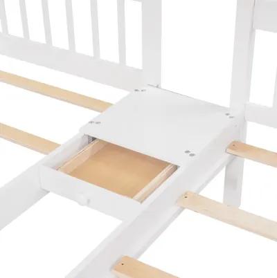 Merax Wooden Triple Bunk Bed with Drawers