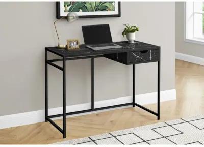 Monarch Specialties I 7572 Computer Desk, Home Office, Laptop, Storage Drawer, 42"L, Work, Metal, Laminate, Black Marble Look, Contemporary, Modern