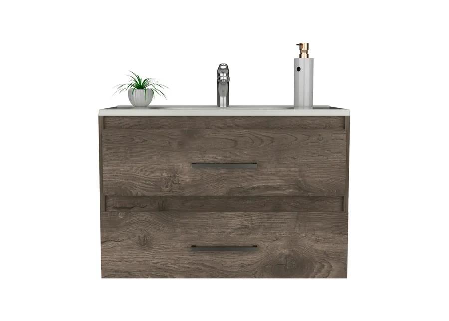 Wall Mounted Bathroom Vanity Alma, Bathroom, Dark Brown / White