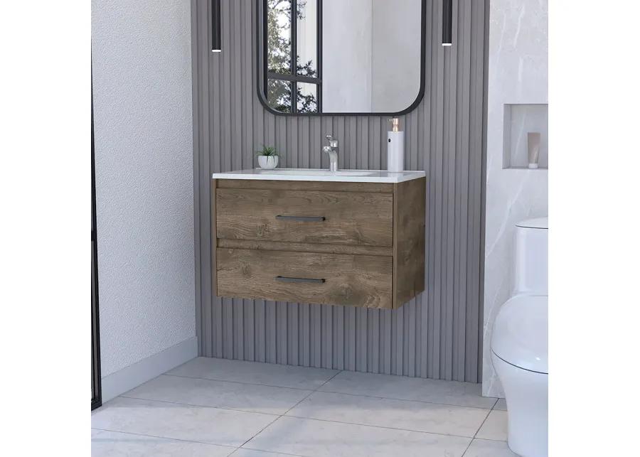 Wall Mounted Bathroom Vanity Alma, Bathroom, Dark Brown / White