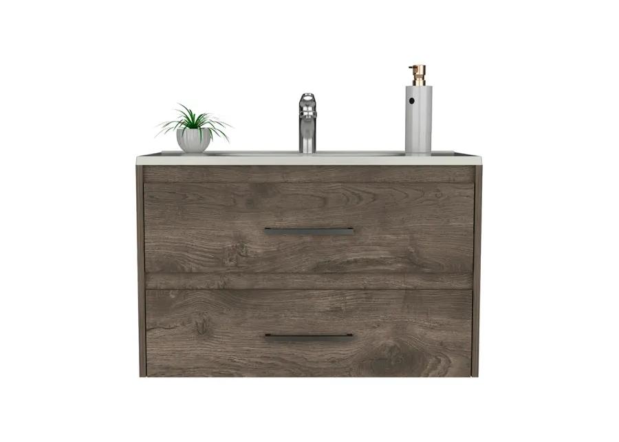 Wall Mounted Bathroom Vanity Alma, Bathroom, Dark Brown / White