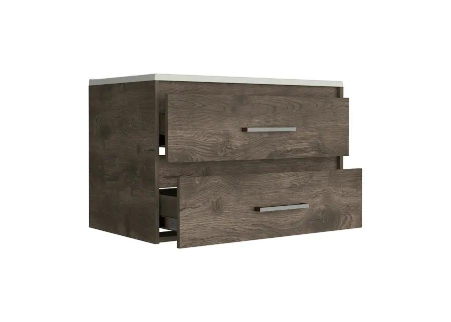 Wall Mounted Bathroom Vanity Alma, Bathroom, Dark Brown / White