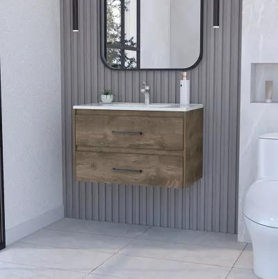 Wall Mounted Bathroom Vanity Alma, Bathroom, Dark Brown / White