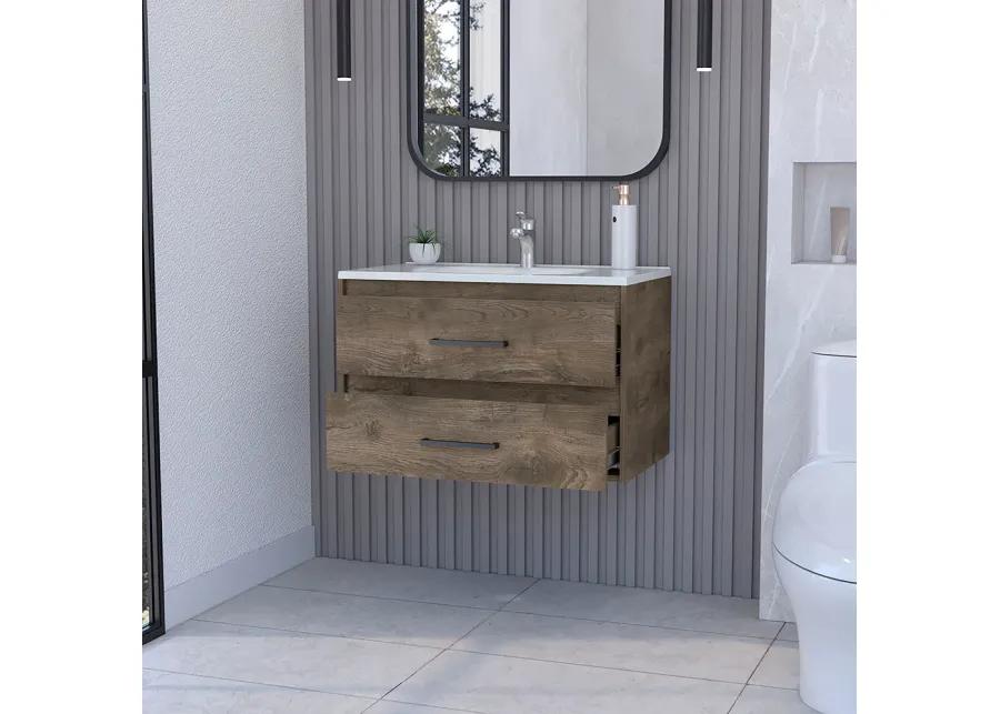 Wall Mounted Bathroom Vanity Alma, Bathroom, Dark Brown / White