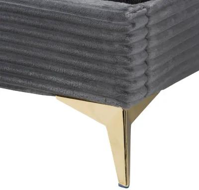 Baxton Studio Abberton Modern Black Velvet Gold Metal Queen Size Panel Bed