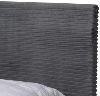 Baxton Studio Abberton Modern Black Velvet Gold Metal Queen Size Panel Bed