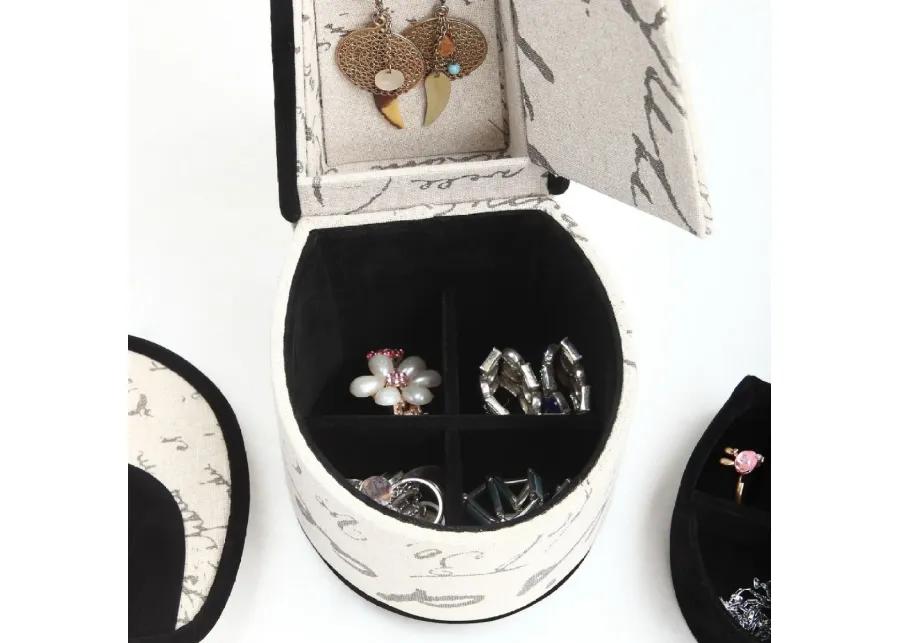 9" Tall Display Jewelry Box With Hidden Storage, High Heel Shoe Design, Stencil Letter Print