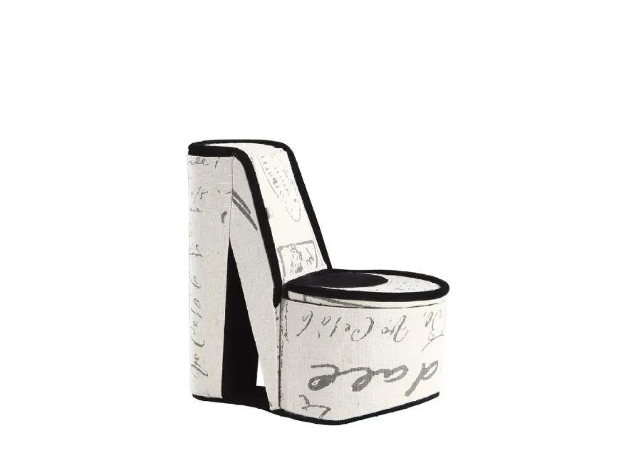 9" Tall Display Jewelry Box With Hidden Storage, High Heel Shoe Design, Stencil Letter Print