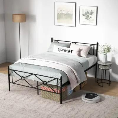 Full/Queen Size Metal Platform Bed Frame with Headboard and Footboard