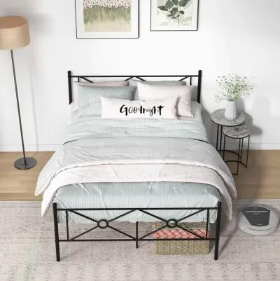 Full/Queen Size Metal Platform Bed Frame with Headboard and Footboard