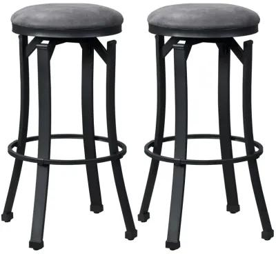 Bar Stools Set of 2 Vintage Barstools W/ Footrest for Kitchen Dining Room Brown