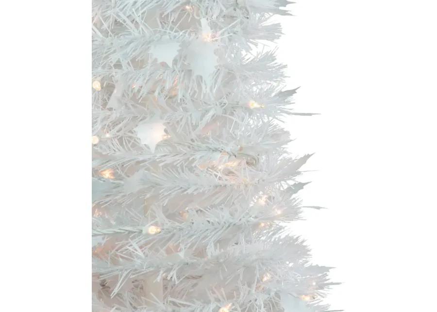 6' Pre-Lit White Tinsel Pop-Up Artificial Christmas Tree  Clear Lights