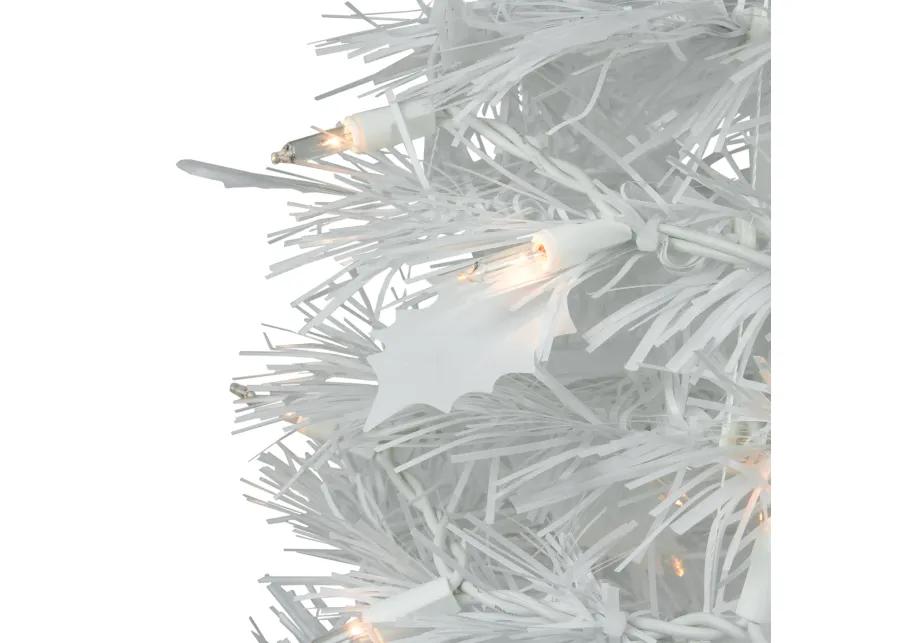 6' Pre-Lit White Tinsel Pop-Up Artificial Christmas Tree  Clear Lights