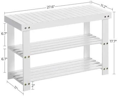 Bamboo Shoe Bench with Rack - Stable Shoe Organizer for Stylish Entryway Storage