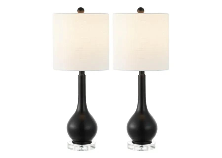 Dylan 25" Metal/Crystal Teardrop LED Table Lamp, Oil Rubbed Bronze (Set of 2)