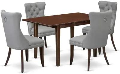 5 Piece Kitchen Table Set Contains a Rectangle Dining Table with Butterfly Leaf