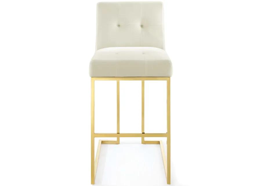 Privy Gold Stainless Steel Performance Velvet Bar Stool