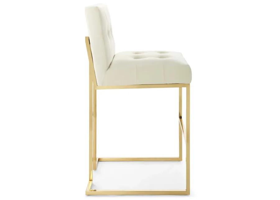 Privy Gold Stainless Steel Performance Velvet Bar Stool