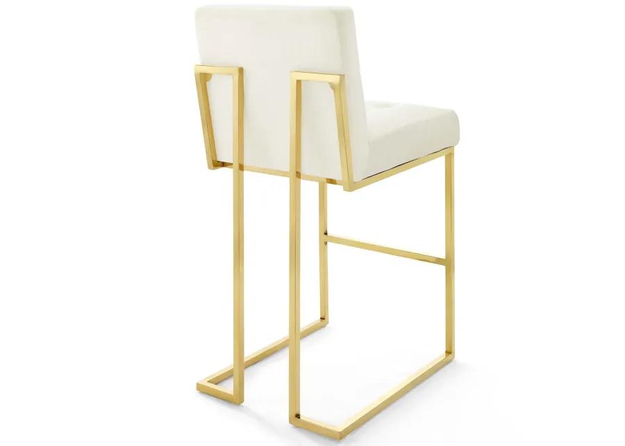 Privy Gold Stainless Steel Performance Velvet Bar Stool