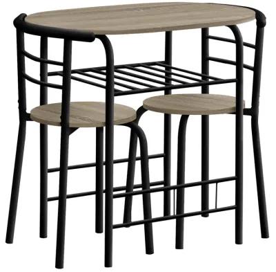 Monarch Specialties I 1206 Dining Table Set, 3pcs Set, Small, 32" L, Kitchen, Metal, Laminate, Brown, Black, Contemporary, Modern