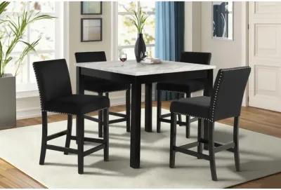 New Classic Furniture Furniture Celeste 5-Piece Faux Marble & Wood Counter Set in Black