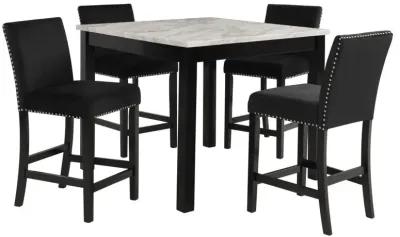 New Classic Furniture Furniture Celeste 5-Piece Faux Marble & Wood Counter Set in Black