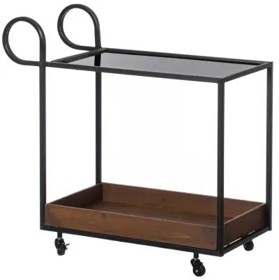 Metal Wine Bar Serving Cart with Rolling Wheels and Handles for Dining, Living room or Entryway