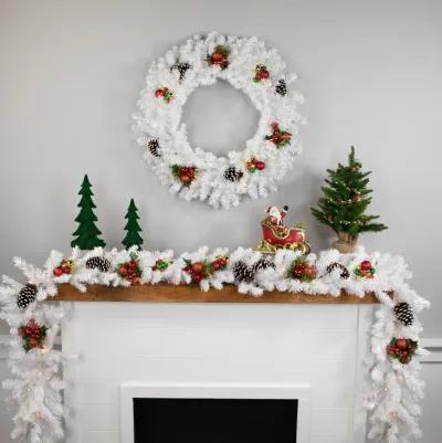 9' x 12" Pre-Lit Snow White Artificial Christmas Garland  Clear Lights