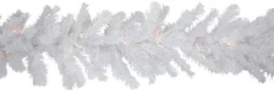 9' x 12" Pre-Lit Snow White Artificial Christmas Garland  Clear Lights