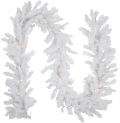 9' x 12" Pre-Lit Snow White Artificial Christmas Garland  Clear Lights