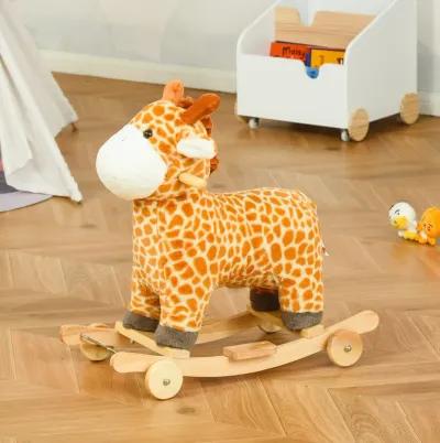 Yellow Kids' Rocker: Giraffe Plush Rocking Horse with Sounds