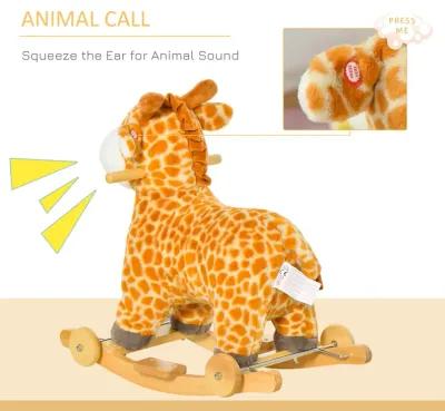 Yellow Kids' Rocker: Giraffe Plush Rocking Horse with Sounds