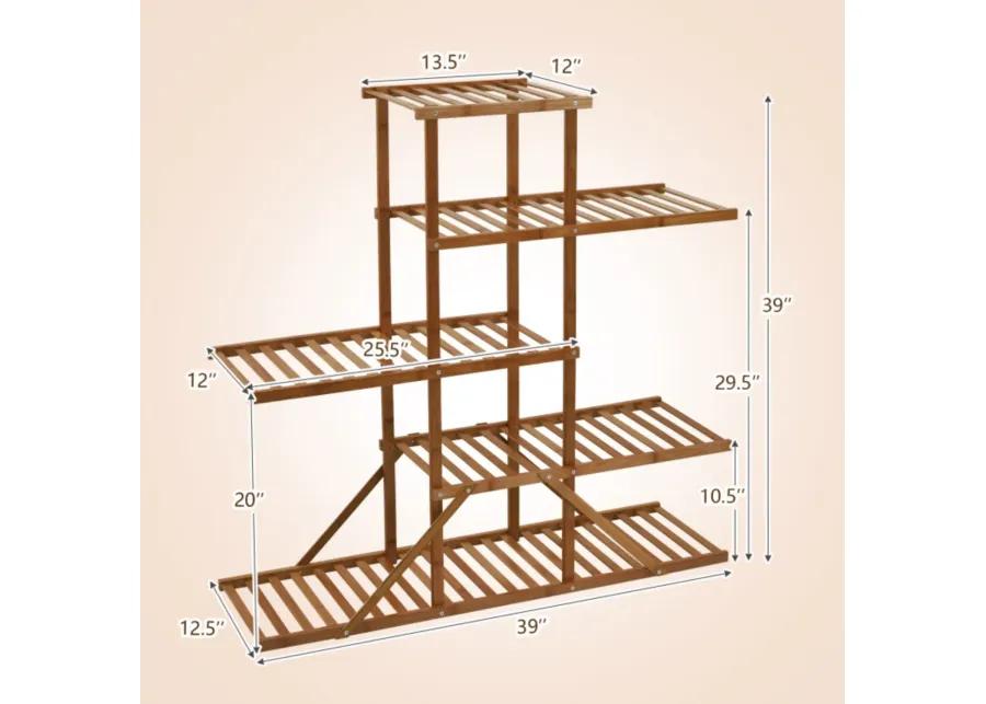 Hivvago 5-tier 10 Potted Bamboo Plant Stand