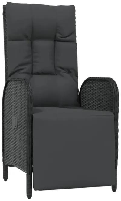 vidaXL Patio Reclining Chairs with Cushions 2 pcs Poly Rattan Black