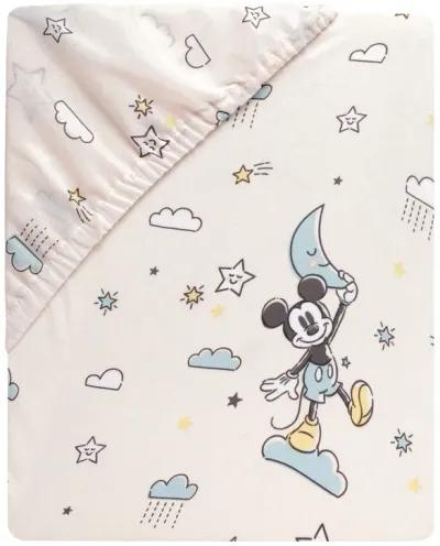 Lambs & Ivy Disney Baby Moonlight Mickey Mouse Fitted Crib Sheet - White