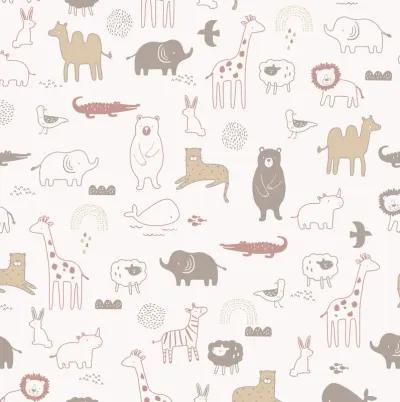 Lambs & Ivy Baby Noah Taupe Elephant/Ark/Rainbow 100% Cotton Fitted Crib Sheet