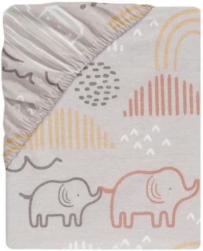 Lambs & Ivy Baby Noah Taupe Elephant/Ark/Rainbow 100% Cotton Fitted Crib Sheet