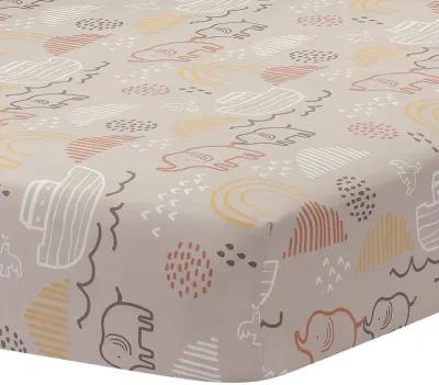 Lambs & Ivy Baby Noah Taupe Elephant/Ark/Rainbow 100% Cotton Fitted Crib Sheet