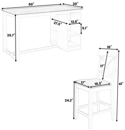 Merax Solid Wood Farmhouse Counter Height Dining Table Set