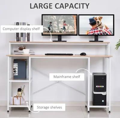 55" Home Office Computer Desk with Storage Shelves