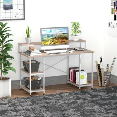 55" Home Office Computer Desk with Storage Shelves