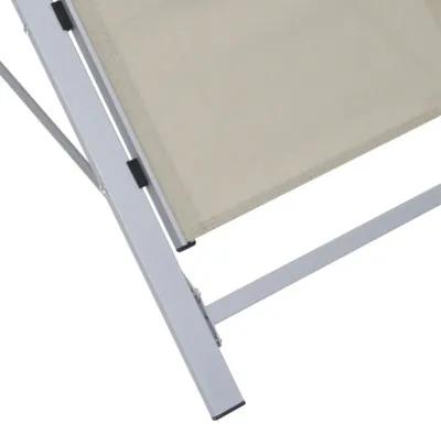 vidaXL Patio Sunlounger - Comfortable, Weather-Resistant, Cream Color Textilene with Aluminum and Steel Frame, Ergonomic Design, Perfect for Garden, Beach, and Poolside Lounging