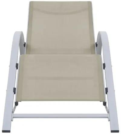 vidaXL Patio Sunlounger - Comfortable, Weather-Resistant, Cream Color Textilene with Aluminum and Steel Frame, Ergonomic Design, Perfect for Garden, Beach, and Poolside Lounging