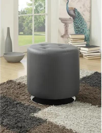 Bowman Round Upholstered Ottoman Grey