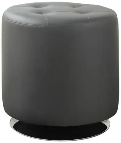 Bowman Round Upholstered Ottoman Grey