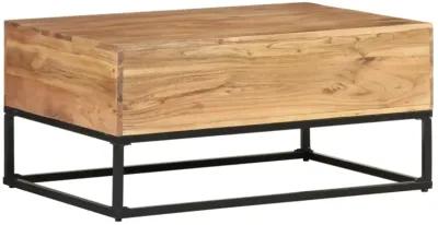 vidaXL Coffee Table with Drawers - Solid Acacia Wood, Industrial Design, Easy Assembly, Storage Solution, Home Decor, 35.4"x23.6"x15.7"