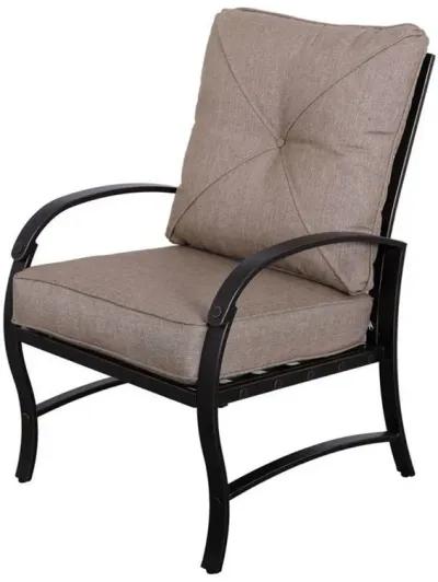 Vale Outdoor Dining Chair Set of 2, Dacron Wrap, Black Aluminum, Beige