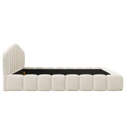 Merax Velvet Bed Frame with Shell-Shaped Headboard